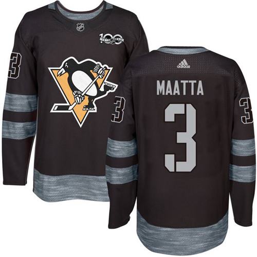Adidas Penguins #3 Olli Maatta Black 1917-100th Anniversary Stitched NHL Jersey - Click Image to Close